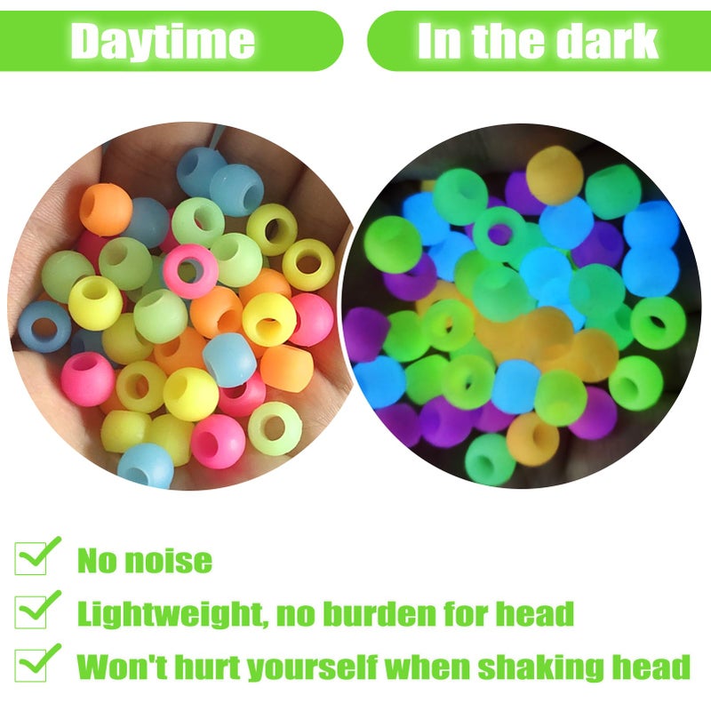 AIERSA Silicone Hair Beads Glow in The Dark for Kids Girls Braids, 50pcs Soft Colorful Pony Beads Bulk for Kids Girls Women Hair Accessories for Braids - Image 3